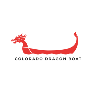 Red dragon boat icon with black words below it saying Colorado Dragon Boat