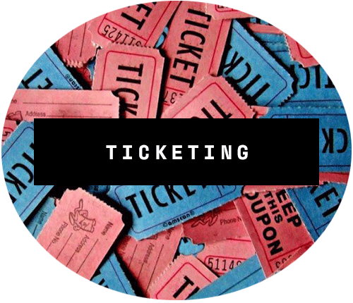 A pile of blue and red movie tickets.