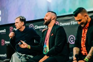 three people on a panel at CinemaQ Film Fest
