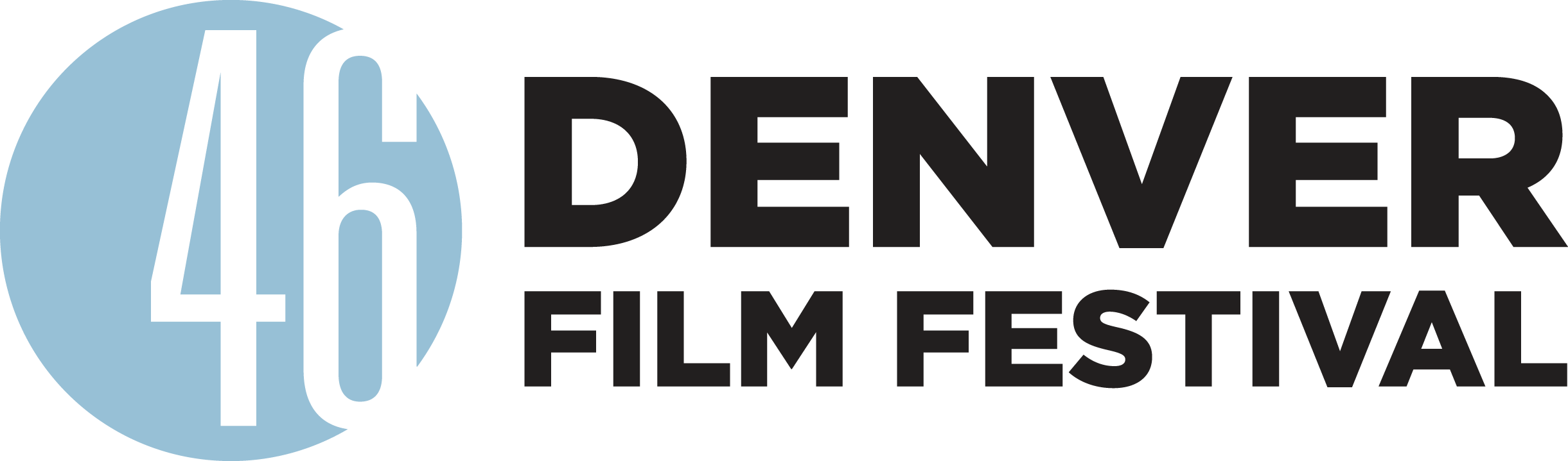 Blue circle with the number 46 followed by the words Denver Film Festival