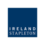 Ireland Stapleton logo, white text on dark blue background