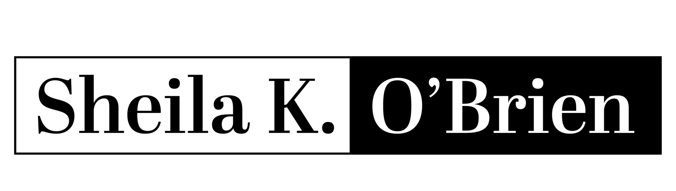 Sheila O'Brien logo, white text on black background