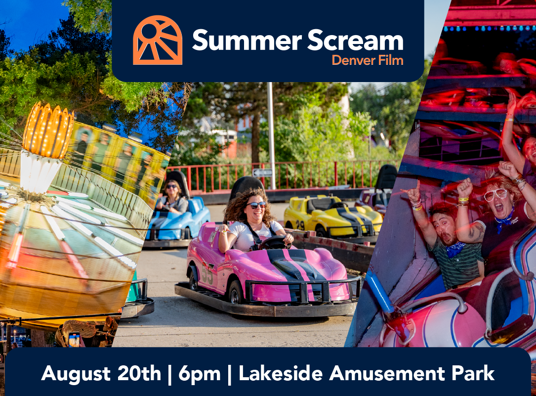 Summer Scream event promo; August 20th, 6pm, Lakeside Amusement Park. Includes thrilling rides and excitement