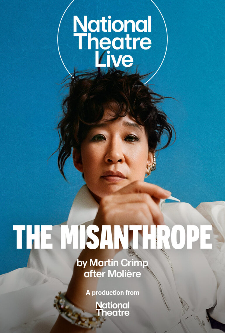 [gpt-4o]: National Theatre Live poster featuring a contemplative person with text: "The Misanthrope by Martin Crimp after Molière"