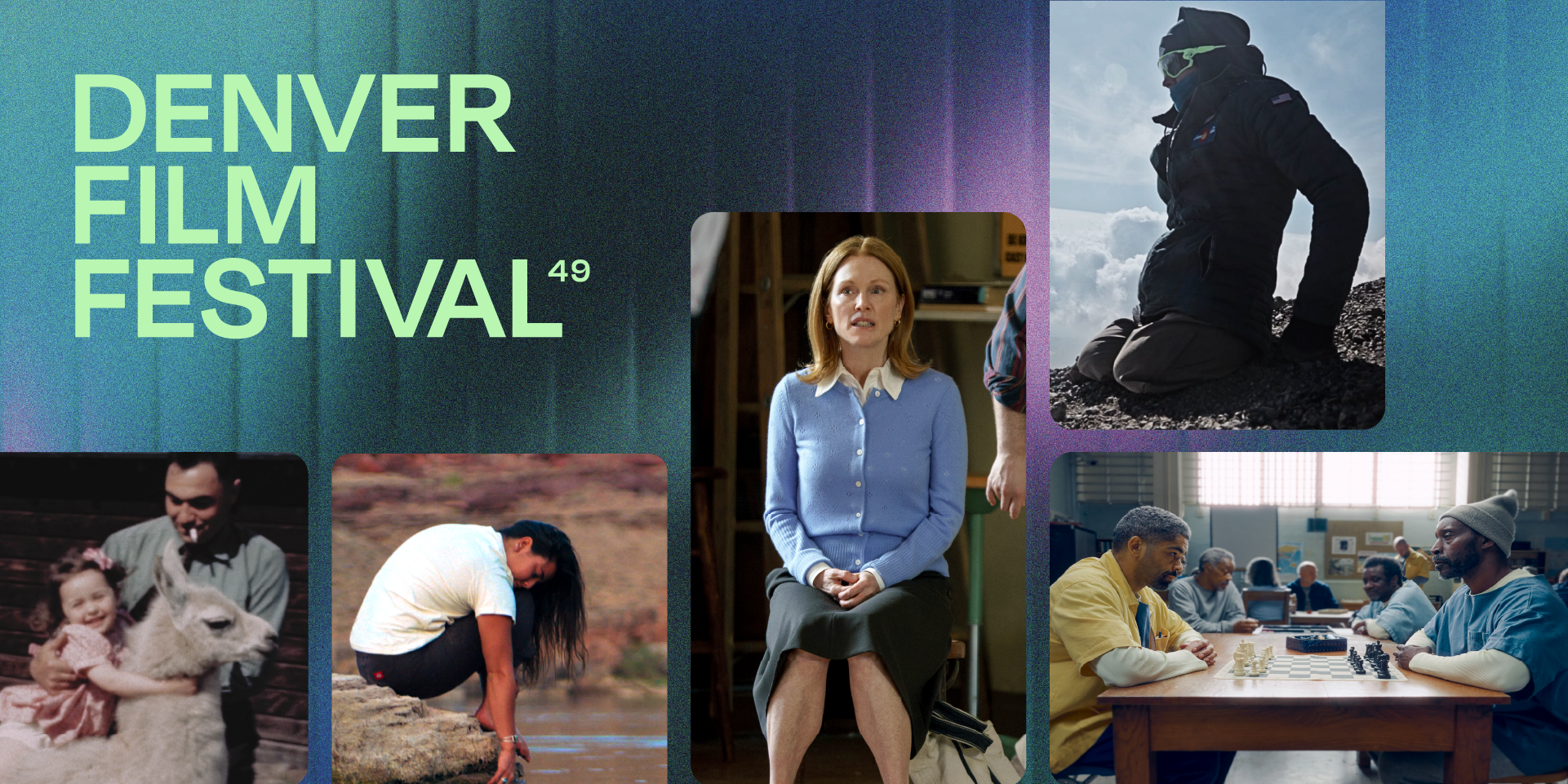 [gpt-4o]: Denver Film Festival 49 poster with various film stills featuring diverse scenes and characters